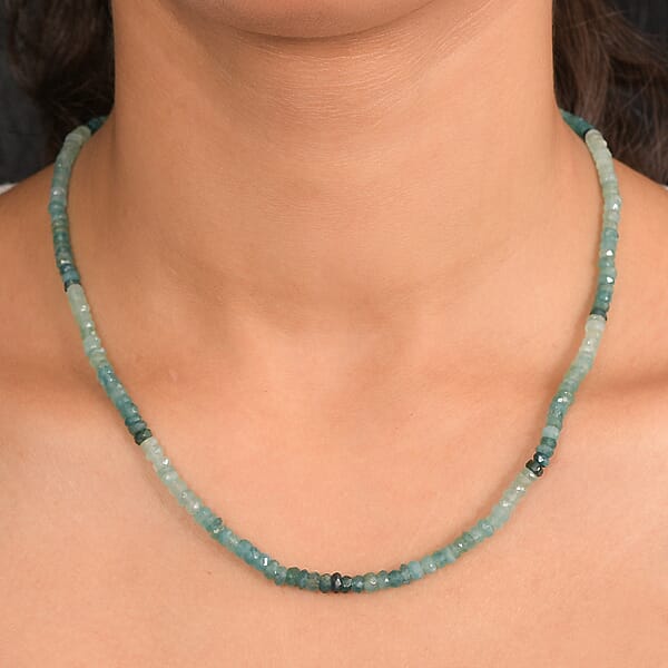 Shop Lc D'Joy Grandidierite 72.00 Ctw Beaded Necklace In Rhodium Over Sterling Silver 18 Inches