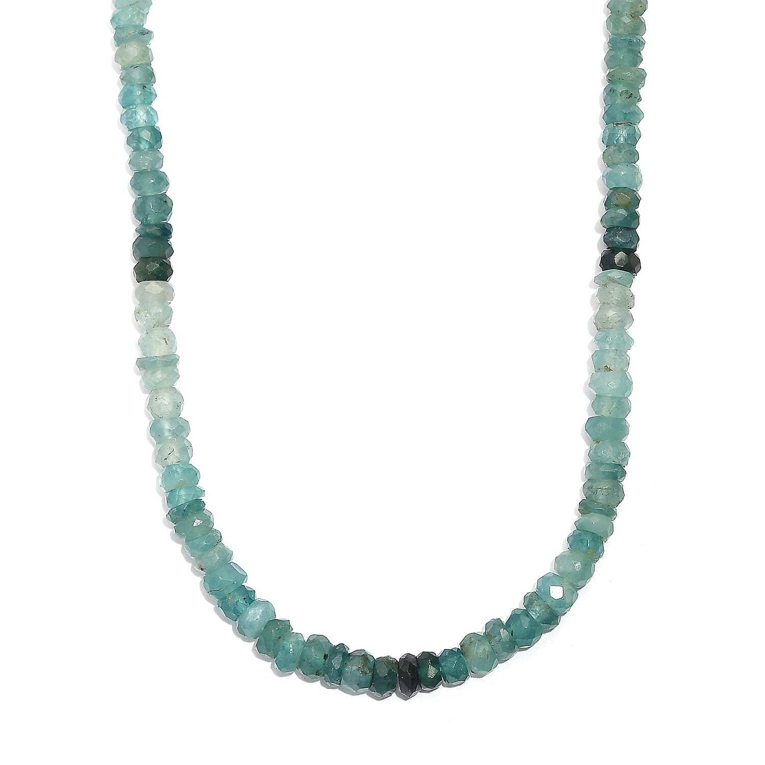 shop lc D'Joy Grandidierite 72.00 ctw Beaded Necklace in Rhodium Over Sterling Silver 18 Inches