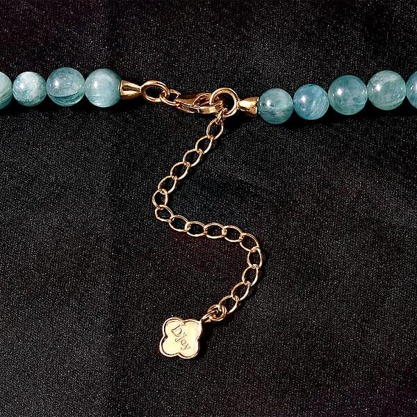 Shop Lc D'Joy Green Kyanite Beaded Necklace 18-20 Inches In Vermeil Yellow Gold Over Sterling Silver 323.00 Ctw