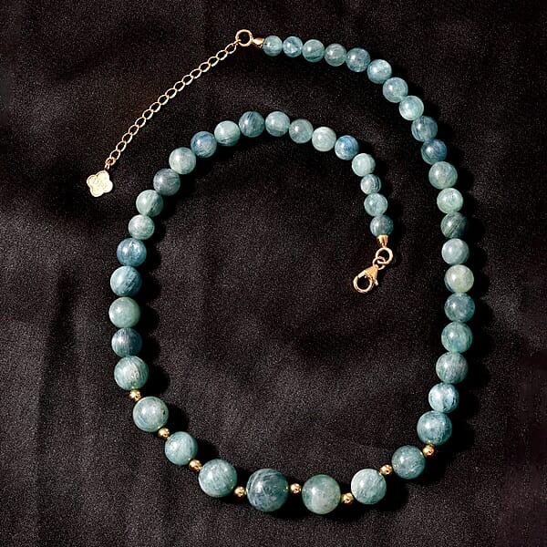 Shop Lc D'Joy Green Kyanite Beaded Necklace 18-20 Inches In Vermeil Yellow Gold Over Sterling Silver 323.00 Ctw