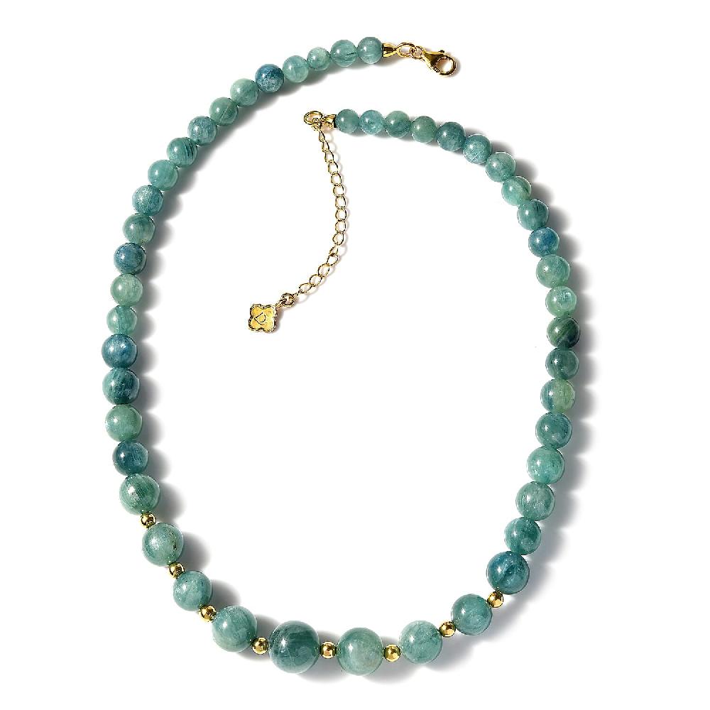 shop lc D'Joy Green Kyanite Beaded Necklace 18-20 Inches in Vermeil Yellow Gold Over Sterling Silver 323.00 ctw