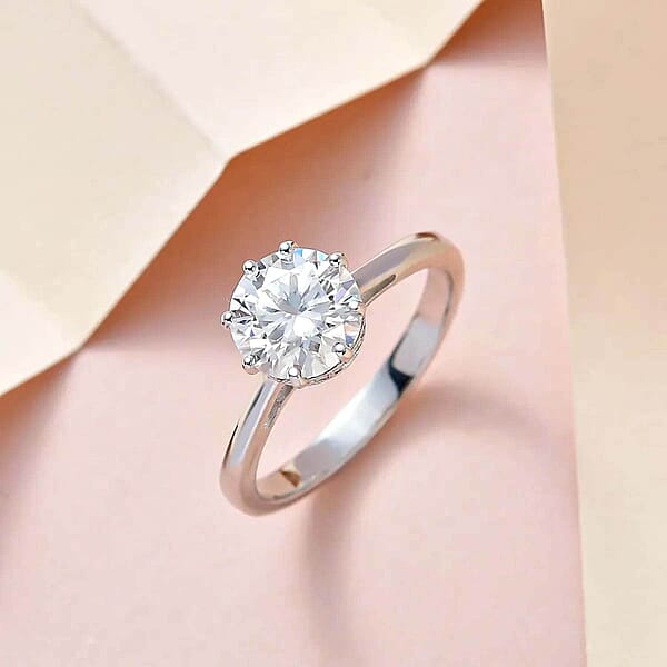 Shop Lc D'Joy Heart And Arrow Cut Moissanite 2.35 Ctw Ring In Platinum Over Sterling Silver (Del. In 5-7 Days)