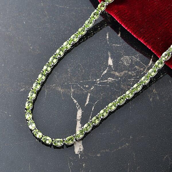 Shop Lc D’Joy Hebei Peridot 35.25 Ctw Vine In Garden Necklace In Rhodium Over Sterling Silver 18 Inches