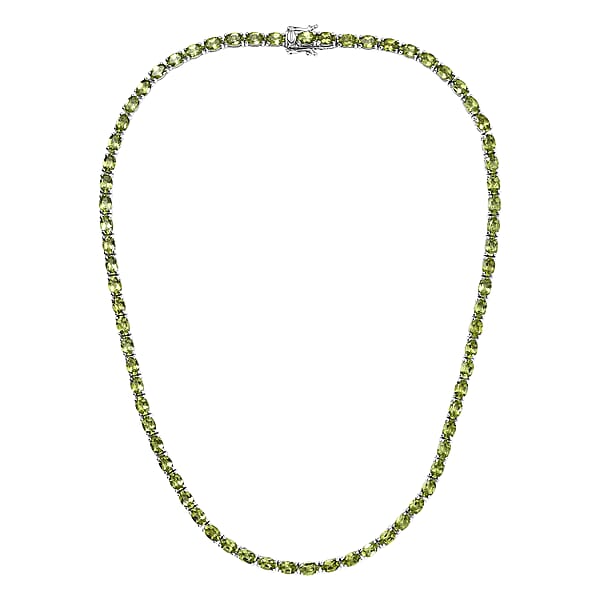 Shop Lc D’Joy Hebei Peridot 35.25 Ctw Vine In Garden Necklace In Rhodium Over Sterling Silver 18 Inches