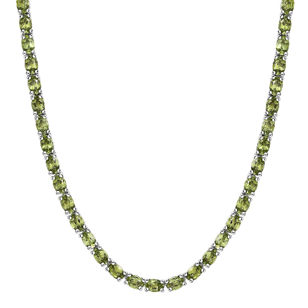 shop lc D’Joy Hebei Peridot 35.25 ctw Vine in Garden Necklace in Rhodium Over Sterling Silver 18 Inches