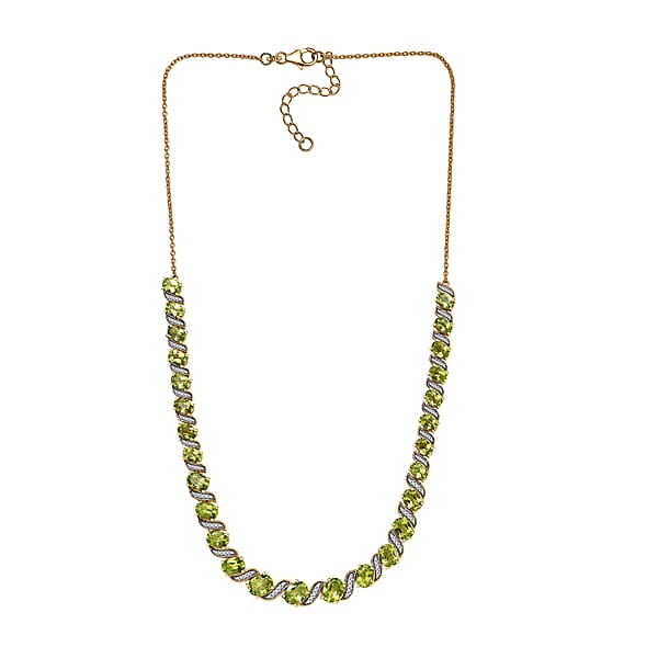 Shop Lc D'Joy Hebei Peridot And White Zircon 19.80 Ctw Vine Of Light Necklace In 18K Vermeil Yellow Gold Over Sterling Silver 18 Inches