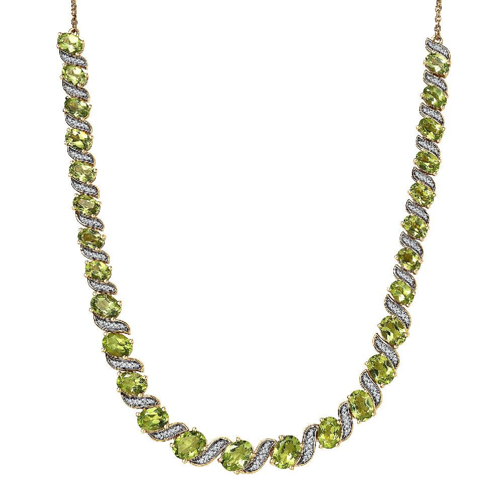 shop lc D'Joy Hebei Peridot and White Zircon 19.80 ctw Vine of Light Necklace in 18K Vermeil Yellow Gold Over Sterling Silver 18 Inches
