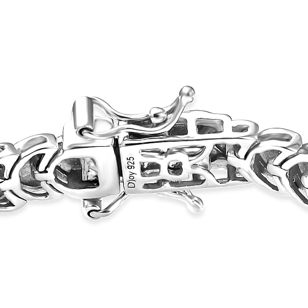 Shop Lc D'Joy Herringbone Linking Bracelet In Rhodium Over Sterling Silver (7.25 In) 14.70 Grams