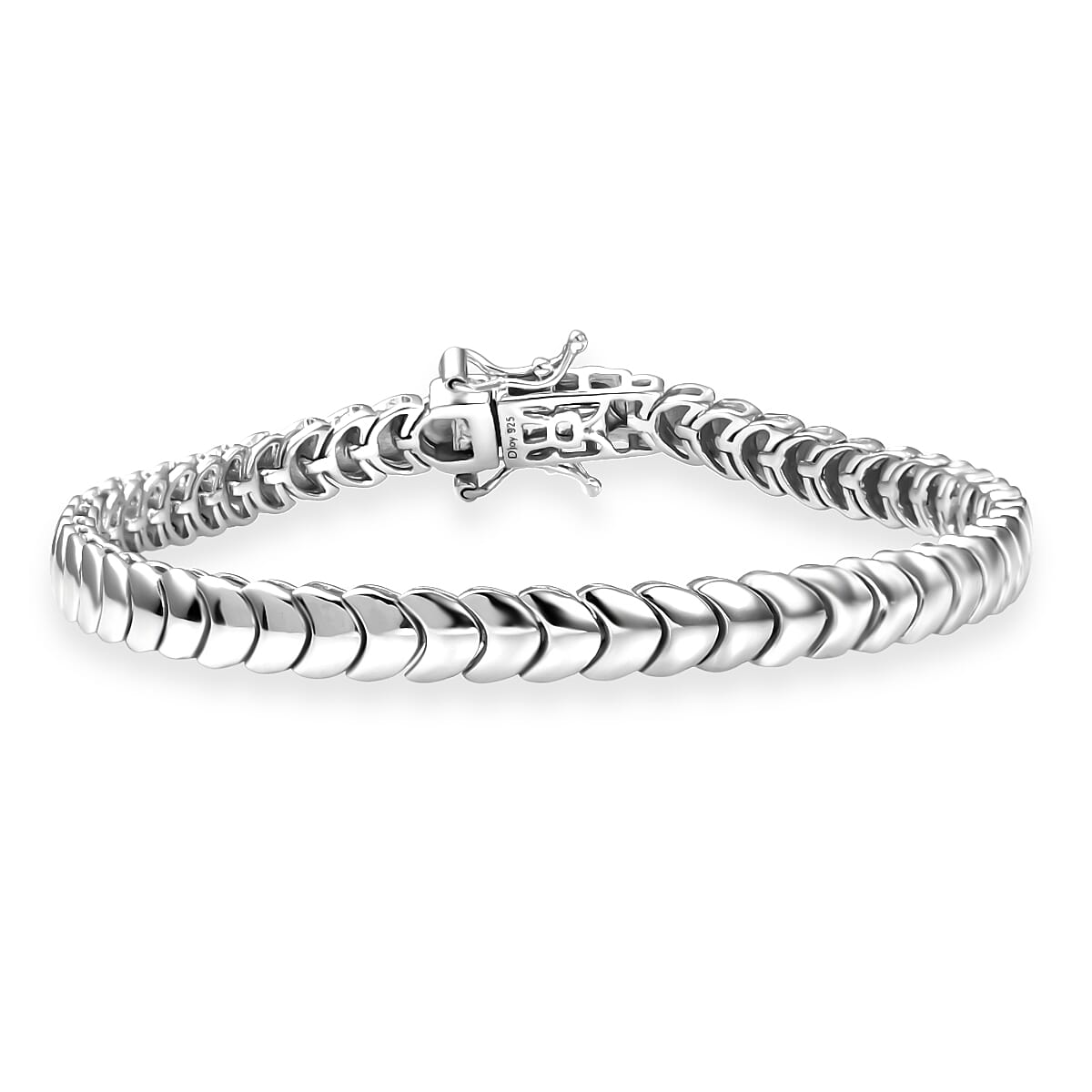shop lc D'Joy Herringbone Linking Bracelet in Rhodium Over Sterling Silver (7.25 In) 14.70 Grams