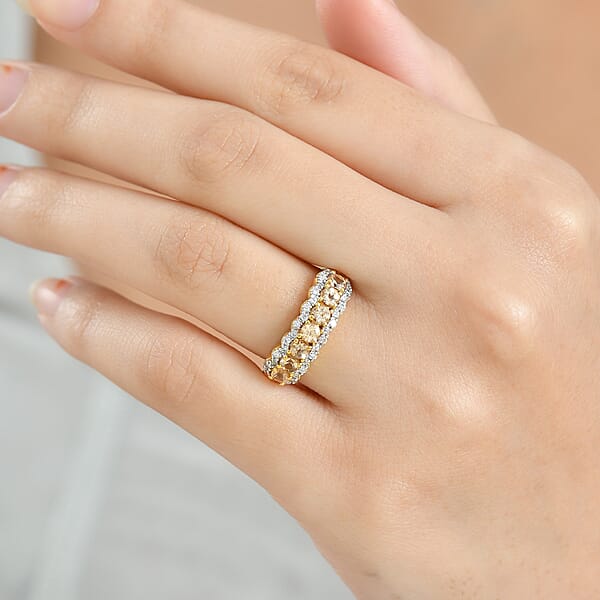 Shop Lc D'Joy Imperial Garnet Moissanite Ring In 18K Vermeil YG Over Sterling Silver 1.30 Ctw