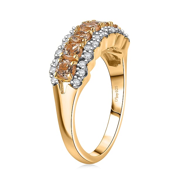Shop Lc D'Joy Imperial Garnet Moissanite Ring In 18K Vermeil YG Over Sterling Silver 1.30 Ctw