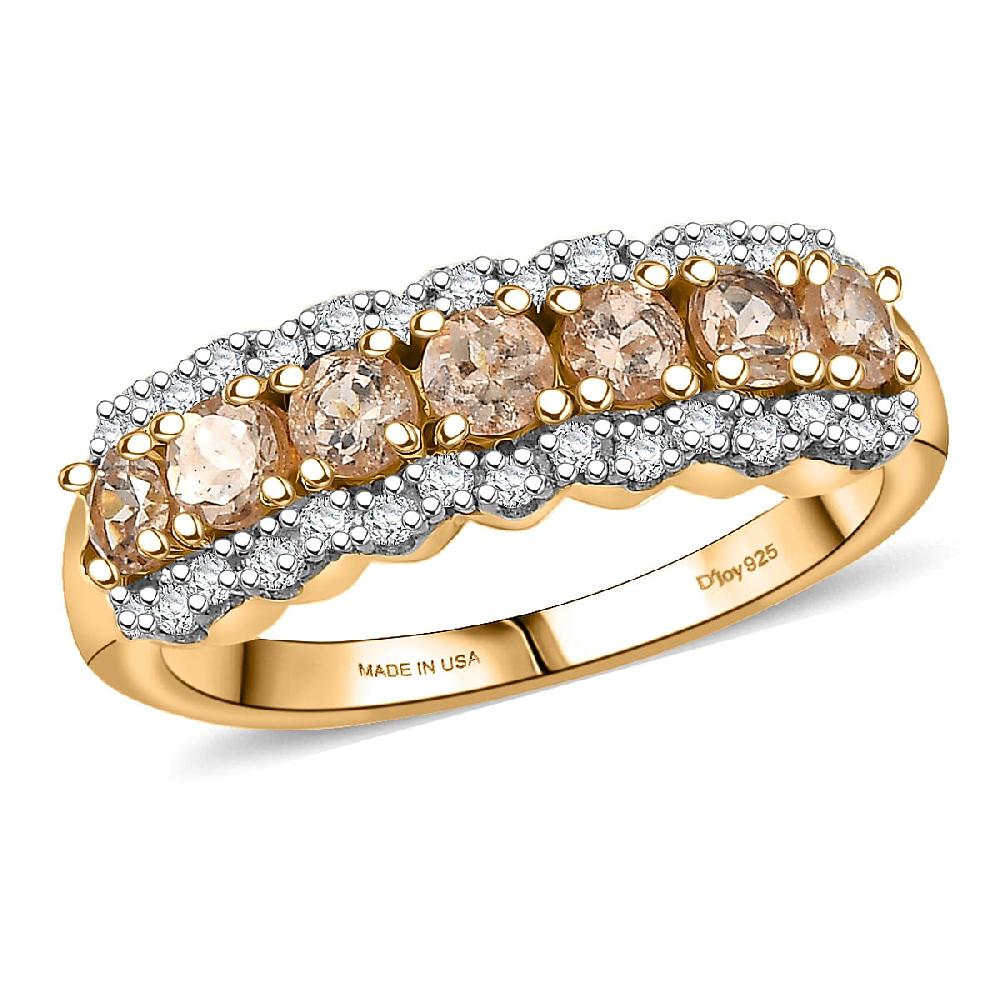 shop lc D'Joy Imperial Garnet Moissanite Ring in 18K Vermeil YG Over Sterling Silver 1.30 ctw