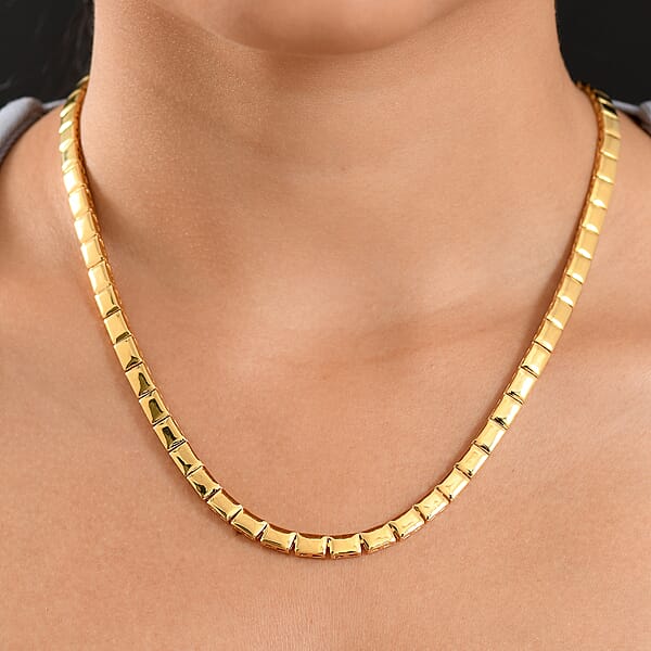 Shop Lc D'Joy In 18K Vermeil Yellow Gold Over Sterling Silver Bar Link Necklace 18 Inches 28.63 Grams
