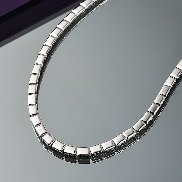 Shop Lc D'Joy In Rhodium Over Sterling Silver Bar Link Necklace 18 Inches 28.90 Grams