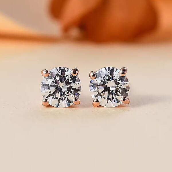 Shop Lc D'Joy J Francis Embellished With Zirconia By Swarovski 3.0 Ctw Stud Earrings In 18K RG Over Sterling Silver