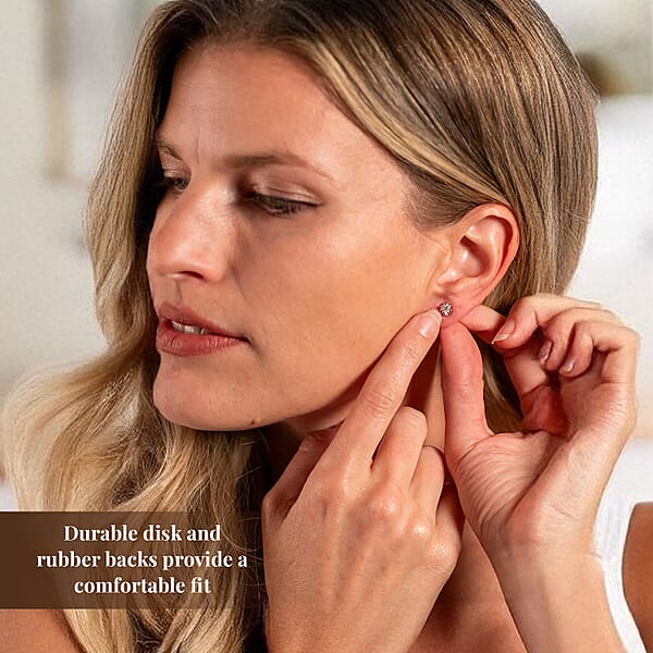 Shop Lc D'Joy J Francis Embellished With Zirconia By Swarovski 3.0 Ctw Stud Earrings In 18K RG Over Sterling Silver