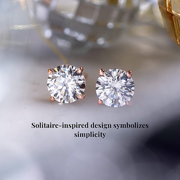 Shop Lc D'Joy J Francis Embellished With Zirconia By Swarovski 3.0 Ctw Stud Earrings In 18K RG Over Sterling Silver