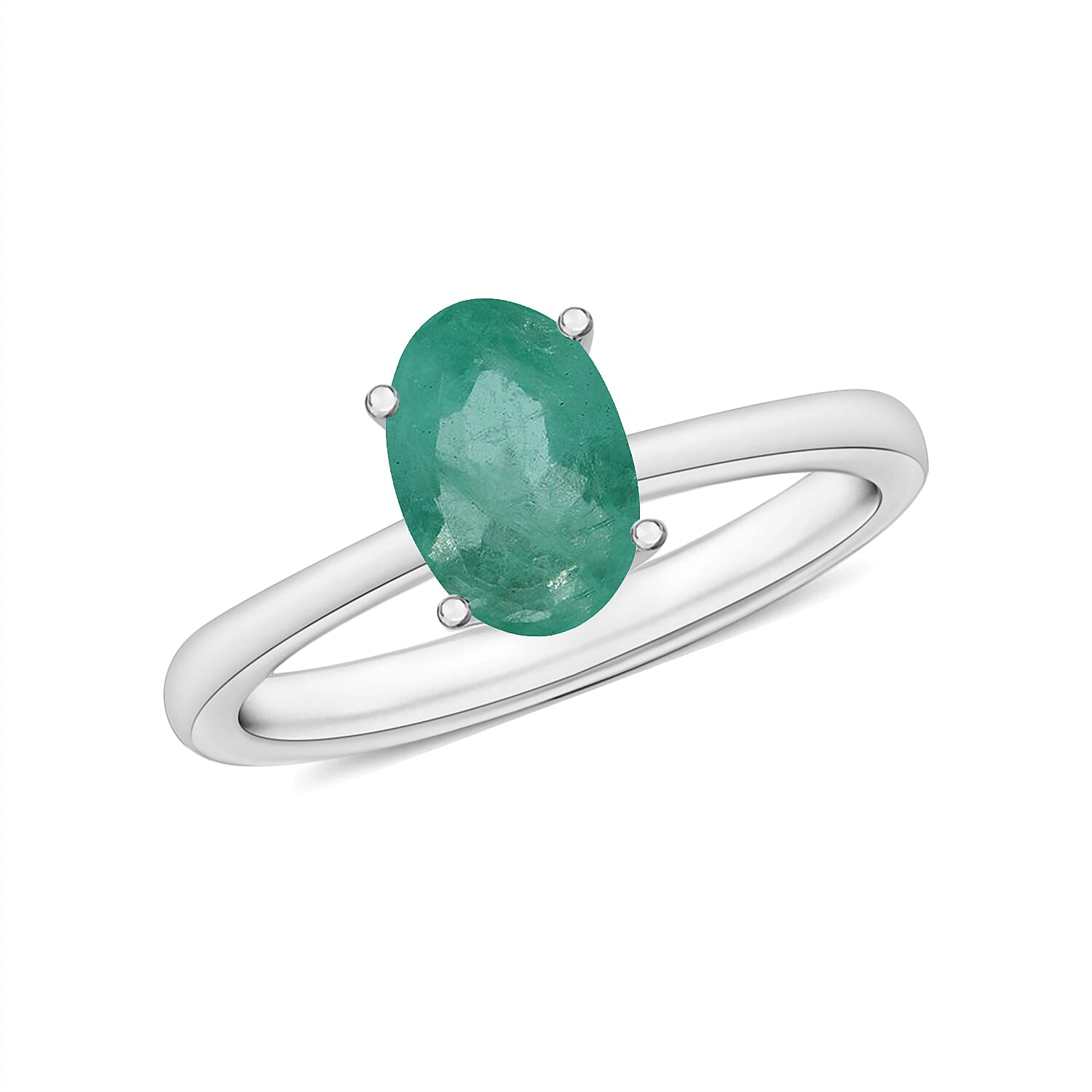 shop lc D'Joy Kagem Zambian Emerald 0.70 ctw Ring in Platinum Over Sterling Silver (Del. in 10-12 Days)