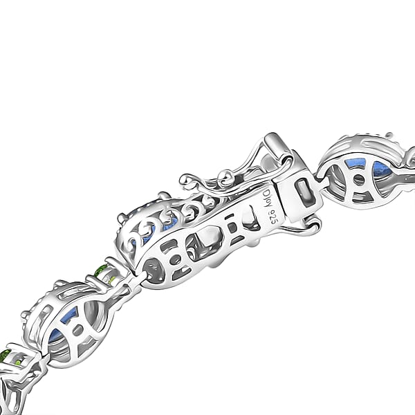 Shop Lc D'Joy Kashmir Kyanite And Chrome Diopside 11.00 Ctw Station Bracelet In Rhodium Over Sterling Silver (7.25 In)