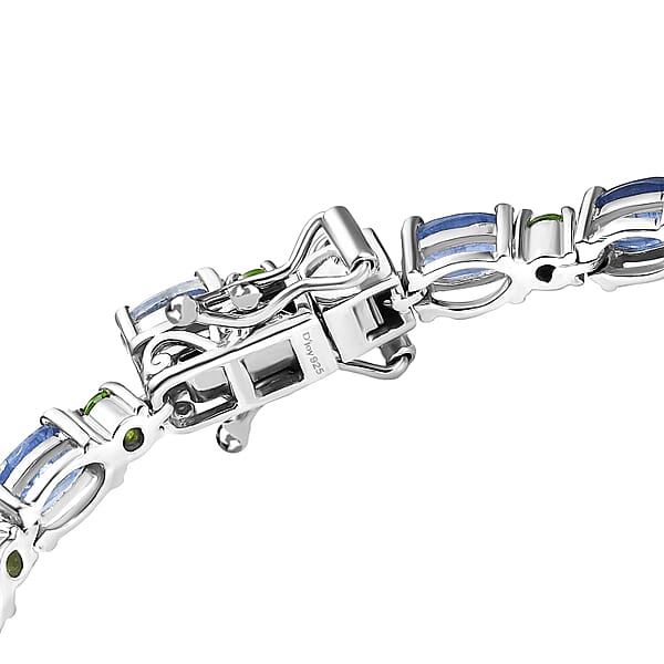 Shop Lc D'Joy Kashmir Kyanite And Chrome Diopside 14.50 Ctw Water Bubbles Bracelet In Rhodium Over Sterling Silver (7.25 In)