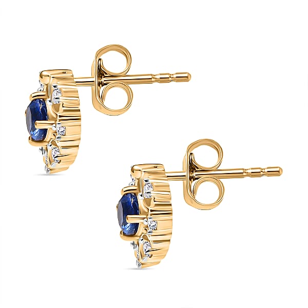 Shop Lc D'Joy Kashmir Kyanite And White Zircon 1.00 Ctw Earrings In 18K Vermeil Yellow Gold Over Sterling Silver