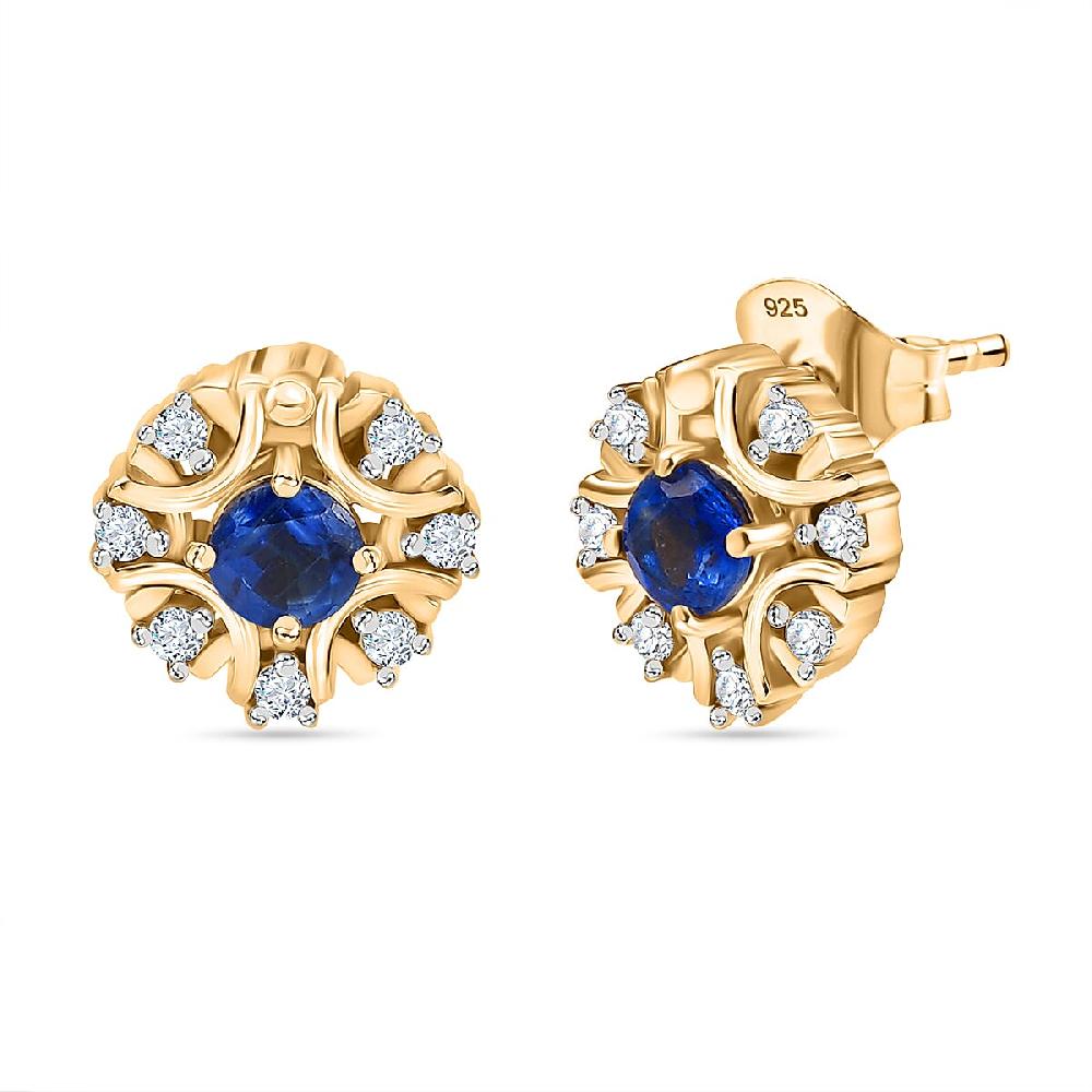 shop lc D'Joy Kashmir Kyanite and White Zircon 1.00 ctw Earrings in 18K Vermeil Yellow Gold Over Sterling Silver
