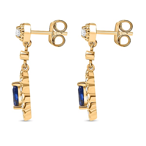 Shop Lc D'Joy Kashmir Kyanite And White Zircon 1.50 Ctw Dangling Earrings In 18K Vermeil YG Over Sterling Silver