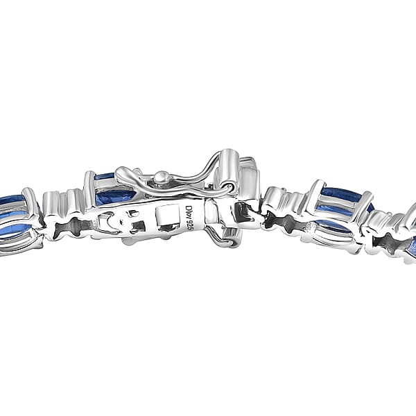 Shop Lc D’Joy Kashmir Kyanite And White Zircon 12.85 Ctw Four Leaf Clover Bracelet In Rhodium Over Sterling Silv (7.25 In)