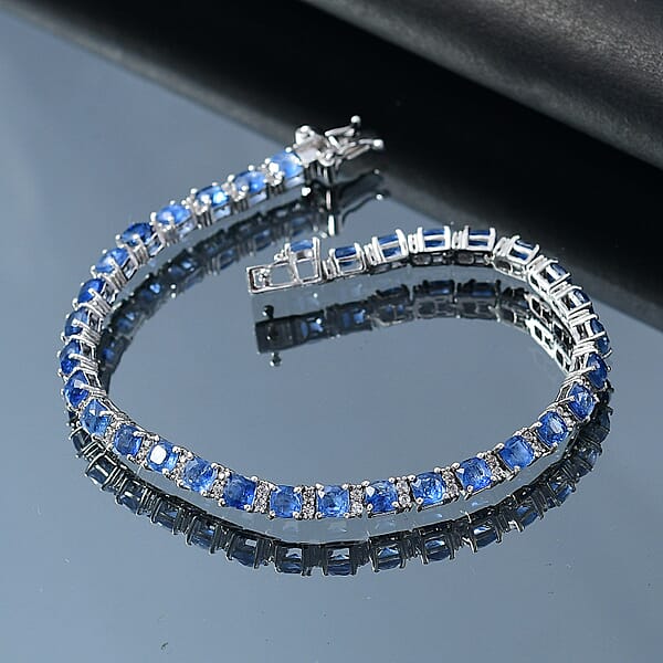 Shop Lc D'Joy Kashmir Kyanite And White Zircon 13.75 Ctw Royal Radiance Tennis Bracelet In Rhodium Over Sterling Silver (7.25 In)