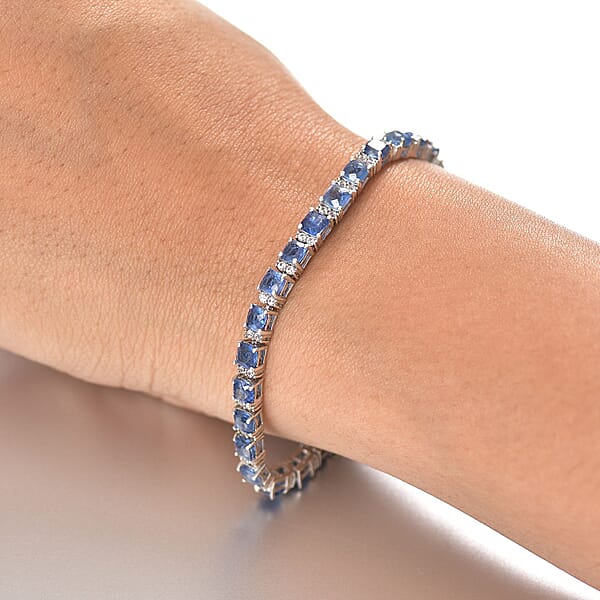 Shop Lc D'Joy Kashmir Kyanite And White Zircon 13.75 Ctw Royal Radiance Tennis Bracelet In Rhodium Over Sterling Silver (7.25 In)