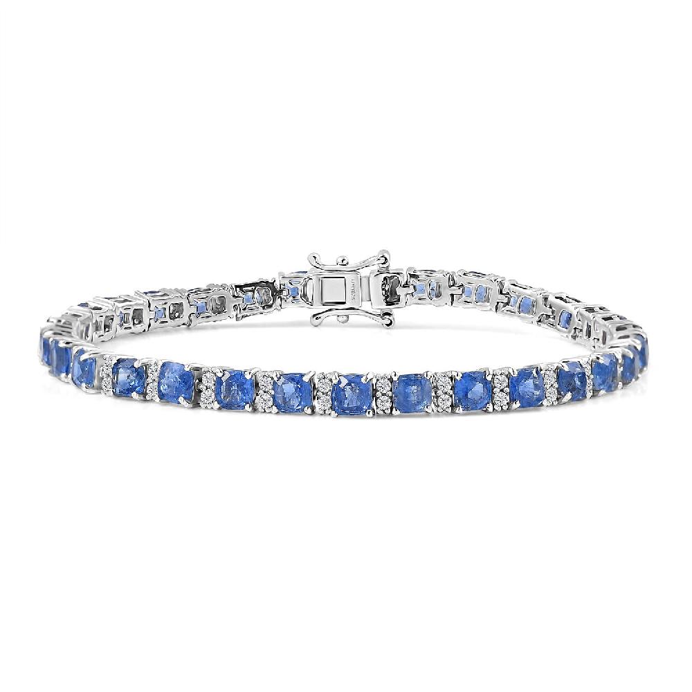 shop lc D'Joy Kashmir Kyanite and White Zircon 13.75 ctw Royal Radiance Tennis Bracelet in Rhodium Over Sterling Silver (7.25 In)