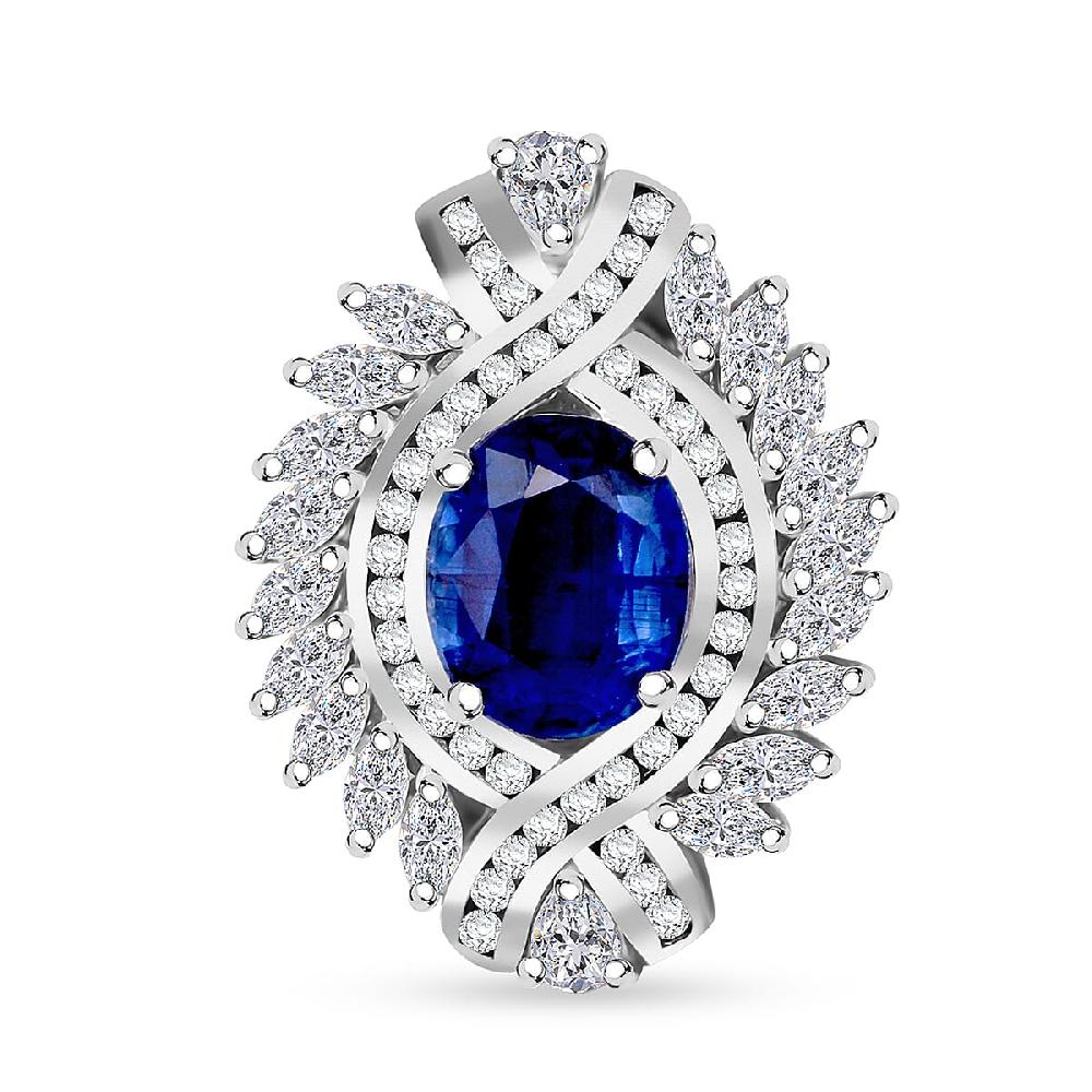 shop lc D'Joy Kashmir Kyanite and White Zircon 7.75 ctw Twilight Crest Ring in Rhodium Over Sterling Silver