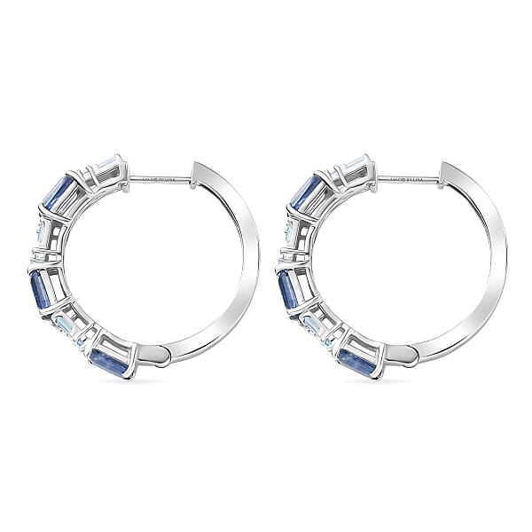 Shop Lc D'Joy Kashmir Kyanite Moissanite Linear Luxe Earrings In Rhodium Over Sterling Silver 4.80 Ctw