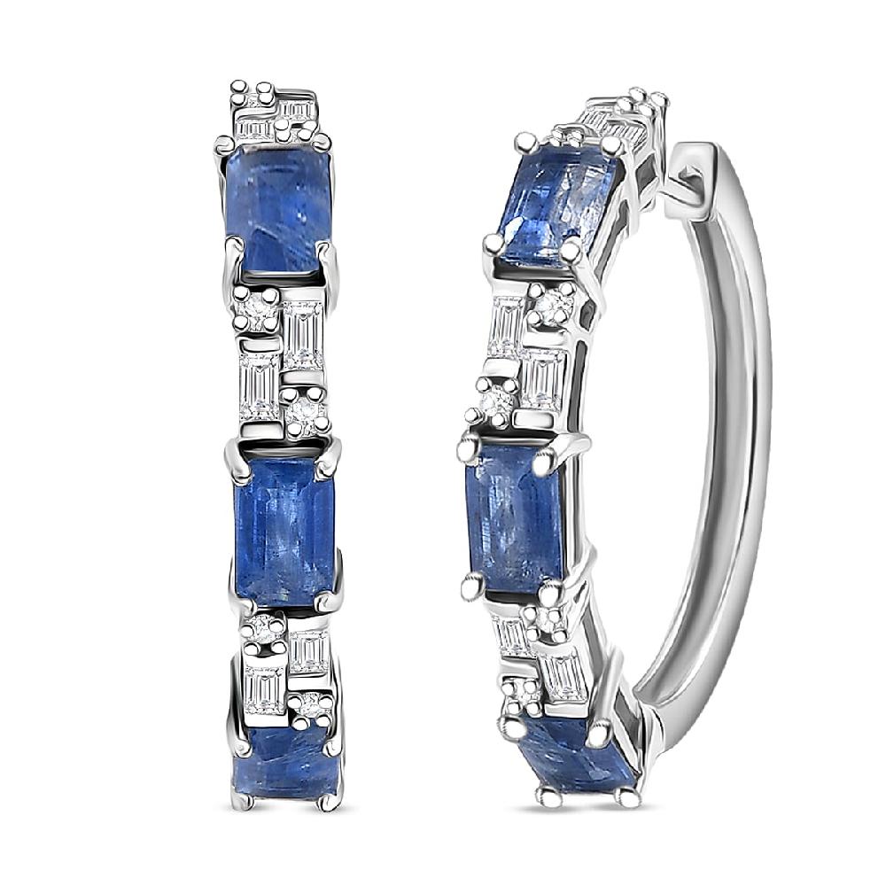 shop lc D'Joy Kashmir Kyanite Moissanite Linear Luxe Earrings in Rhodium Over Sterling Silver 4.80 ctw