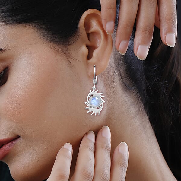 Shop Lc D'Joy Kuisa Rainbow Moonstone 6.75 Ctw Earrings In Sterling Silver
