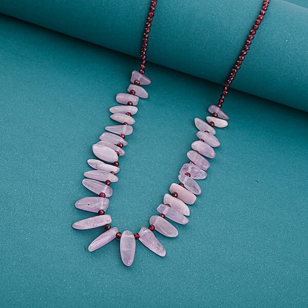 Shop Lc D'Joy Kunzite Orissa Rhodolite Garnet Necklace In Rhodium Over Sterling Silver 123.00 Ctw (18 Inches)