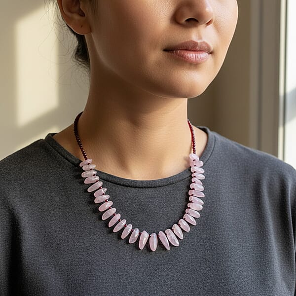 Shop Lc D'Joy Kunzite Orissa Rhodolite Garnet Necklace In Rhodium Over Sterling Silver 123.00 Ctw (18 Inches)