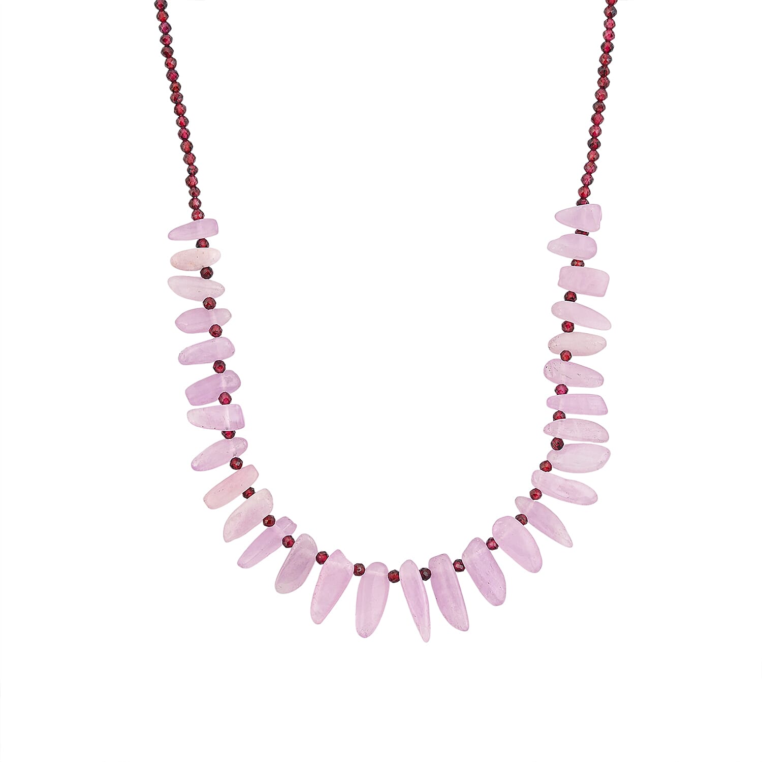shop lc D'Joy Kunzite Orissa Rhodolite Garnet Necklace in Rhodium Over Sterling Silver 123.00 ctw (18 Inches)