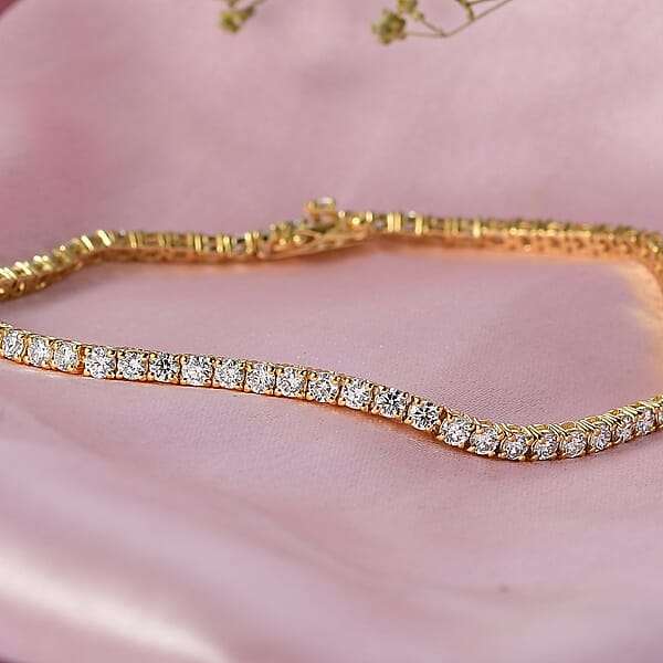 Shop Lc D'Joy Lab Grown Diamond 4.00 Ctw Iconic Tennis Bracelet In 18K Vermeil Yellow Gold Over Sterling Silver (7.25 In)