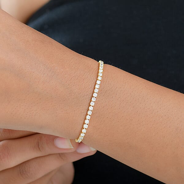 Shop Lc D'Joy Lab Grown Diamond 4.00 Ctw Iconic Tennis Bracelet In 18K Vermeil Yellow Gold Over Sterling Silver (7.25 In)