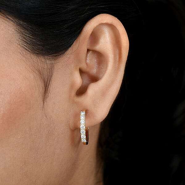 Shop Lc D'Joy Lab Grown Diamond I1 1.00 Ctw Classic Hoop Earrings In 18K Vermeil Yellow Gold Over Sterling Silver