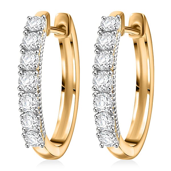 Shop Lc D'Joy Lab Grown Diamond I1 1.00 Ctw Classic Hoop Earrings In 18K Vermeil Yellow Gold Over Sterling Silver