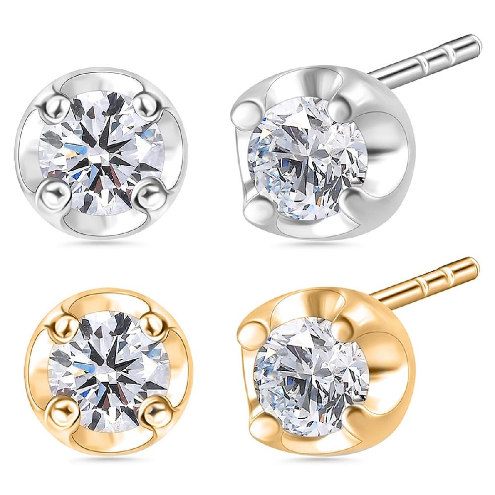 shop lc D'Joy Lab Grown Diamond I2 0.40 ctw Set of 2 Solitaire Stud Earrings in 18K Vermeil YG and Platinum Over Sterling Silver