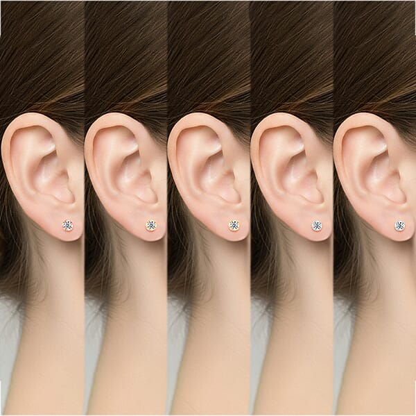 Shop Lc D'Joy Lab Grown Diamond I2 1.00 Ctw Set Of 5 Solitaire Stud Earrings In 18K Vermeil Yellow Rose Gold And Platinum Over Sterling Silver