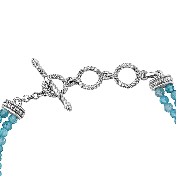 Shop Lc D'Joy Lagoon Apatite 31.00 Ctw Chrysanthemum Flower Bracelet In Rhodium Over Sterling (6.50-8.0In)