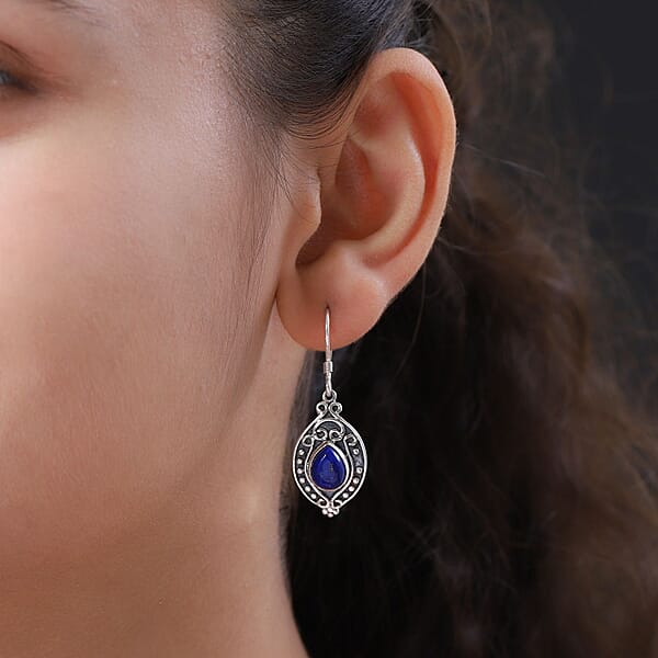 Shop Lc D'Joy Lapis Lazuli Dangle Earrings In Sterling Silver 5.50 Ctw