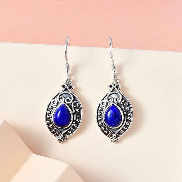 Shop Lc D'Joy Lapis Lazuli Dangle Earrings In Sterling Silver 5.50 Ctw