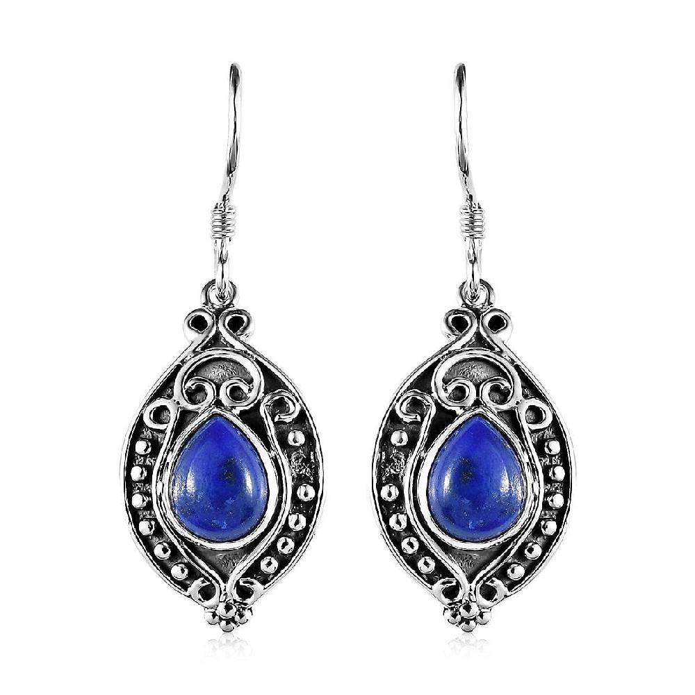 shop lc D'Joy Lapis Lazuli Dangle Earrings in Sterling Silver 5.50 ctw