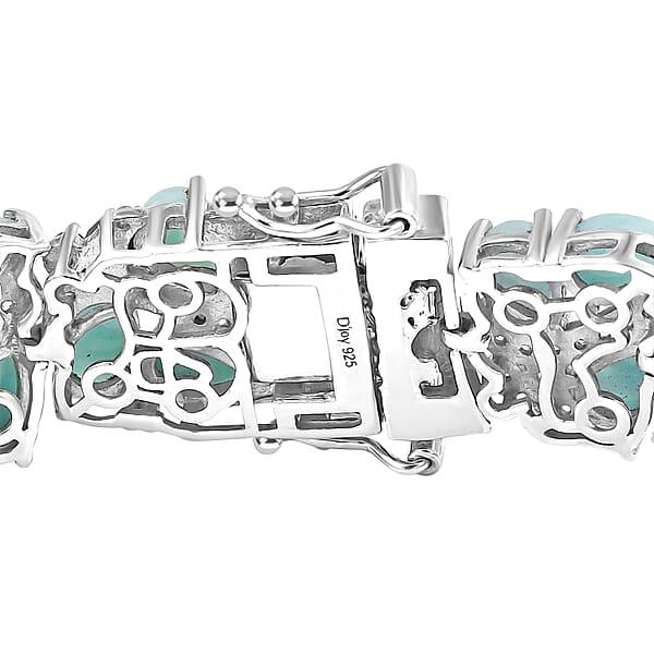 Shop Lc D'Joy Larimar And Multi Gemstone 31.00 Ctw Sea Waves Bracelet In Rhodium Over Sterling Silver (7.25 In)