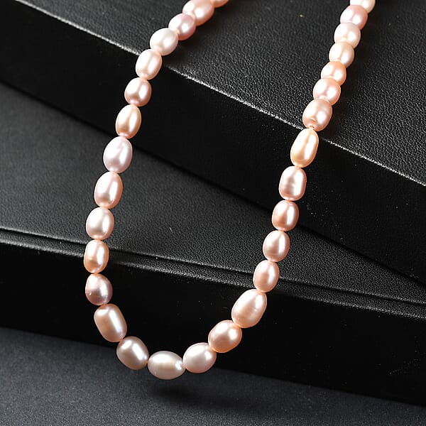 Shop Lc D'Joy Lavender Pearl Necklace In Rhodium Over Sterling Silver 18 Inches